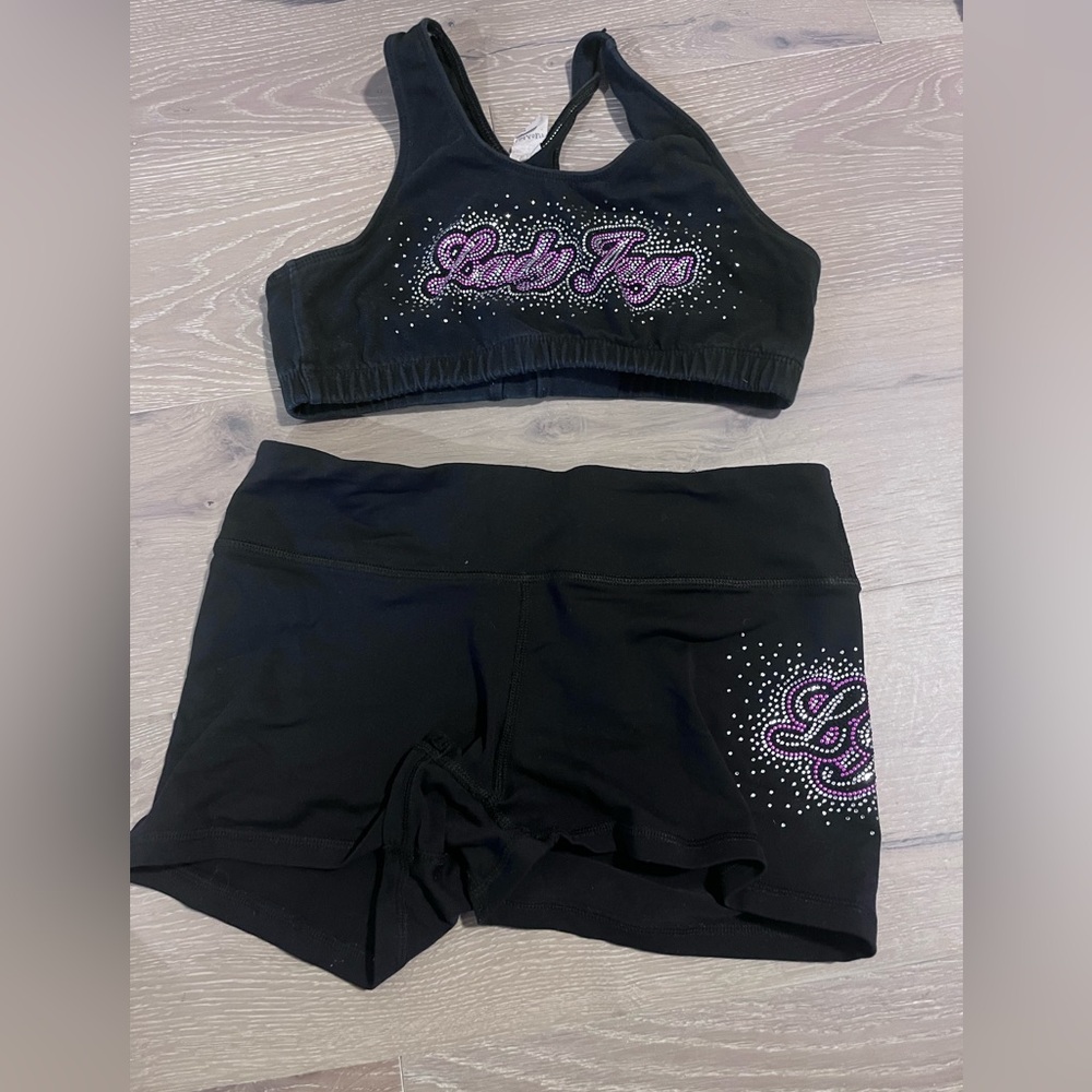 Black Crop Top and Shorts Set